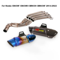 For Honda CB650F CB650R CBR650 CBR650F 2014-2022 Exhaust System Motorcycle Muffler Escape Pipe Tip DB Killer 51mm Front Link