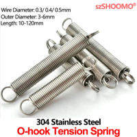 304 Stainless Steel Pullback Extension Cylindroid Helical Coil Small Mini Tension Spring WD 0.3mm 0.4mm 0.5mm