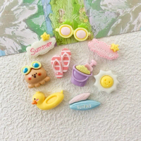 Set 10 Charm Sticker Summer Vịt Vàng  Dùng Gắn Dép Cross, Dép Sục, Dép Xốp
