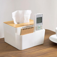 面巾盒/面紙盒 多功能竹木蓋紙巾盒創意桌面抽紙盒家用客廳茶几簡約遙控器收納盒『XY16354』