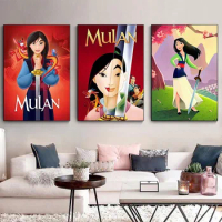 Canvas Painting Disney Comics Mulan Princess Poster Mural Canvas Print Home Living Room Art Frameles