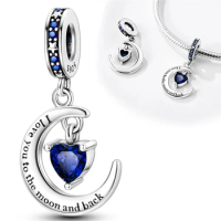 Love Moon Silver Colour Fit Pandora Charms Silver Colour Original Bracelet for Jewelry Making