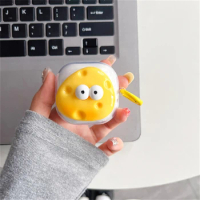 Cute 3D Cheese Big EyesEarbuds Headphones Soft Case For Samsung Galaxy Buds Live With Keychain Case For Samsung Buds 2 Pro Cover