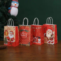 New Year Christmas Paper Gift Bags Santa Claus Candy Cookie Packing Bags Navidad Decoration Noel Christmas Party Supplies