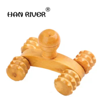 HANRIVER Portable small four-wheeler massager Wooden full-body massage rolling relieve yourself