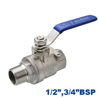 High quality Type Two Ball valve Stainless steel DN15/DN20 1/2 3/4 inch Female to male thread SS304 316 2 way Ball Valve