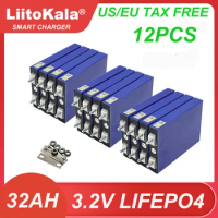 12pcs LiitoKala 3.2V 32AH 5C Battery LiFePo4 Lithium for diy 12V E-bike Scooter Wheel Chair RV Car Golf Carts Batteries Tax Free