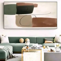 Lukisan abstrak decorative modern minimalis 80x150 frame hitam