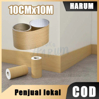 Wall Border List Kayu 10m x 10cm Stiker Border Dinding dengan Motif Kayu Minimalis untuk Dekorasi Ru