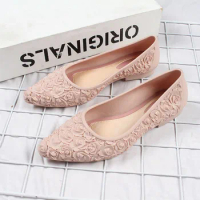 2021 new summer cutout jelly shoes woman breathable loafers hollow out jelly flats ladies beach shoes pvc espadrilles for women