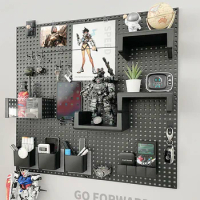 Punch-free Peg Board Wall Shelf Desktop Storage Racks Grid Photo Wall Living Room Nordic Wall Decoration Pegboard Home Organizor