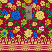 Kain Bali Prada Etnik Bunga Manis Warna Motif Gold / Emas (Pink Fanta)