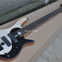 High-end custom 5 string bass guitar, tiger maple veneer, black accessories, active pickup, free delivery