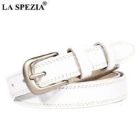 White Women Belt Vintage Genuine Leather Pin Waist Belt Classic Quality Second Layer Cow Leather Fem