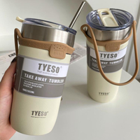 韓風ins大容量不銹鋼手提吸管保溫杯奶茶咖啡杯便攜隨手水杯帶蓋
