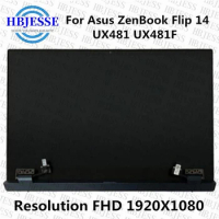 Original 14'' FHD 1920x1080 display with cover For Asus ZenBook Flip 14 UX481 UX481F LCD + touch digitizer full assembly