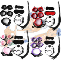 Bondage Dog Slave Collar Wrist Ankle Cuffs Mouth Plug Eye Mask Nipples Clips Whip Sex Toys For Women Men Bdsm Chastity Sex Shop