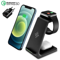 3 in 1 Qi Wireless Charger 15W Fast Charging Dock Station For iPhone 12Pro MAX/11/Xs Samsung For Apple Watch Charger Airpods Pro