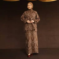 Lozy Hijab - Floure Embroidery Set (One Set Raya Blouse Skirt Bahan Katun Bordir) Seal Brown S6