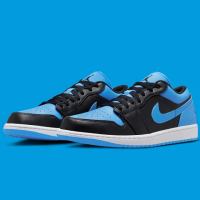 【NIKE 耐吉】休閒鞋 Air Jordan 1 Low University Blue 黑藍 大學藍 男鞋 553558-041