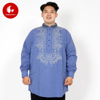 Okechuku FADLI Baju Koko Kurta Pakistan Kemeja Koko Ardhani - Biru, XL/XXL