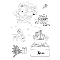 ZENRA Lovely Animals Christmas Gift Car Merry Christmas Party Transparent Clear Stamps DIY Paper Cards Scrapbook Children DIY