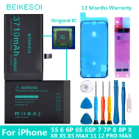 BEIKESOI Original IC Chip Battery For iPhone 5S 6 6S 7 8 Plus X XR XS MAX Battery For iPhone 11 12 PRO MAX Batteries With Tools
