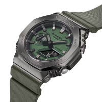 CASIO卡西歐 G-SHOCK 金屬錶殼 八角形雙顯錶 GM-2100B-3A 軍綠