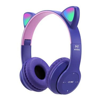 MJ P47M Wireless Headphone Cute Cat Ear Bluetooth Headset LED Children Stereo Folding Sports Microph