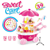 Kids Kitchen Play Toys Ice Cream Candy Trolley House Ice Cream Push Cars Cooking Set Toys Pretend Play Toys Gift For Girls