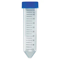 Centrifuge Tube with Attached Blue Flat Top Screw Cap, Sterile, Printed Graduation, Bag Pack, 50ML Capacity (500)