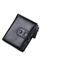 Foreign Trade Buckle Vintage Men's Wallet Wallet Multifunctional Double Zipper Coin Purse Men's Wallet
