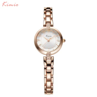 KIMIO Stainless Steel Wrist Watches Women Japanese Movement Waterproof Quartz Watch Rhinesone Crown Bracelet Watch Horloge Femme