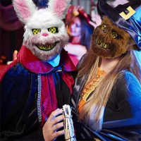 Creative Holiday Mask Bloody Rabbit Bear Creepy Halloween Horror Killer Masque Bloody Adult Mask Dress Costumes Props Face Masks