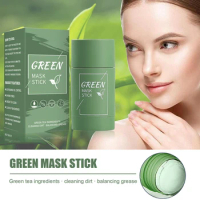 1Pcs Green Tea Mask Stick Purifying Clay Stick Cleansing Mask Oil Control Face Mask Deep Clean Pores Skin Care 40g