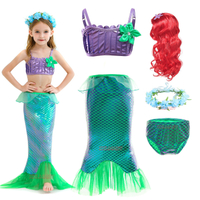 Girl Princess Little Mermaid Ariel Dresses Kids Halloween Fancy Costume Children Carnival Birthday Party Clothes Summer Dress Up