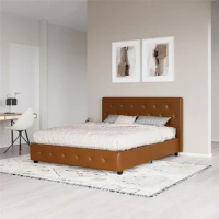 Queen Bed Frame Upholstered Platform Bed With Diamond Button Tufted Headboard and Footboard No Box Spring Needed King Size Home