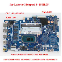 NM-D031 for Lenovo Ideapad 3-15IIL05 laptop motherboard CPU I5-1035G1 RAM:4G FRU:5B21B36562 5B20S44272 5B20S44274 5B20S44275