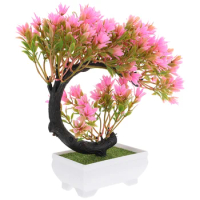 Artificial Bonsai Tree Faux Decors Indoor Fake Bonsai Tree Japanese Zen Artificial Flower Simulation Decors Faux Potted