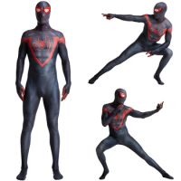 PS5 Miles Morales Spiderman Costume Superhero Spider Man Cosplay Costume Jumpsuits Adult Zentai Suit Halloween Costume for Kids