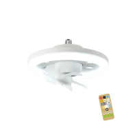 Ceiling Fan Light 60W 3-Speed Cooling Fan Ceiling Light Remote Control E27 Lamp Holder Electric Fan Lamp B