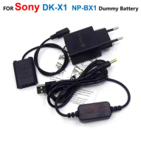 Power Bank USB Cable 4.2V+DK-X1 DC Coupler NP-BX1 NPBX1 Fake Battery+Quick Charger For Sony DSC-RX1 RX1R RX100 II III V WX500/W