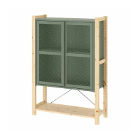 IVAR 附門收納櫃, 松木/灰綠色 網狀, 89x30x124 公分
