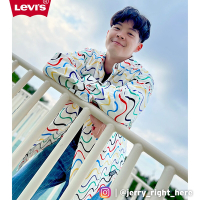 Levis 男款 襯衫外套 / Oversize寬鬆版型 / 復古大口袋 / 街頭波浪彩繪