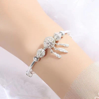 [COD] [Tiktok]Genuine Silver Bracelet with Dream Catcher Pendant / Dream Catcher Bracelet / Lucky Br
