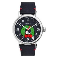 【TIMEX】天美時 x SNOOPY 限量聯名系列 聖誕花圈款手錶(深藍 TXTW2U86300)