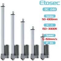 Penggerak Linear, Etosec, IP65 Kalis Air, Julat: 3000N, 24V, Saiz Motor: 50mm, 150mm, 500mm, 750mm, 