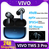 Original VIVO TWS 3 Pro Wireless Earphone Bluetooth 5.3 49dB Active Noise Cancelling 30h For VIVO X Fold Plus X90 Pro Plus X80