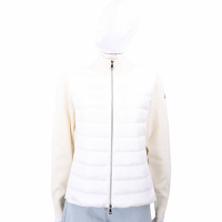 MONCLER Cardigan 衍縫拼純羊毛針織白色羽絨外套 夾克(女款)