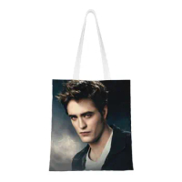 Custom The Twilight Saga Edward Cullen Canvas Shopping Bag Women Recycling Grocery Vampire Fantasy Film Shopper Tote Bags